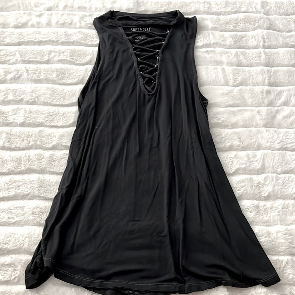American Eagle High Neck Lace up Tank
